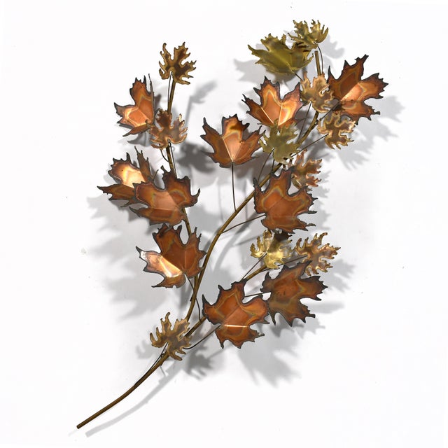 Gold 1970s C. Jeré "Leaves" Wall Sculpture in Mixed Metals For Sale - Image 8 of 8