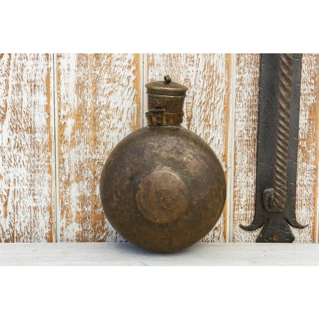 Indian Antique Indian Sorali Brass Bottle For Sale - Image 3 of 9