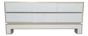 White Credenza with Brass Details by Alain Delon for Maison Jansen, France, 1975