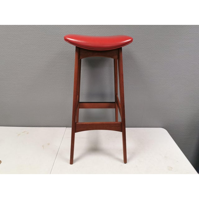 Bar Stool in Teak and Leather by Johannes Andersen for Brødere Andersen, 1960s For Sale - Image 14 of 14