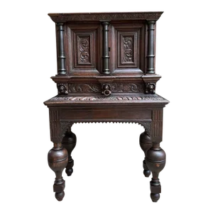 Antique French Carved Oak Cabinet Vestry Altar Wine Renaissance Sideboard C1860