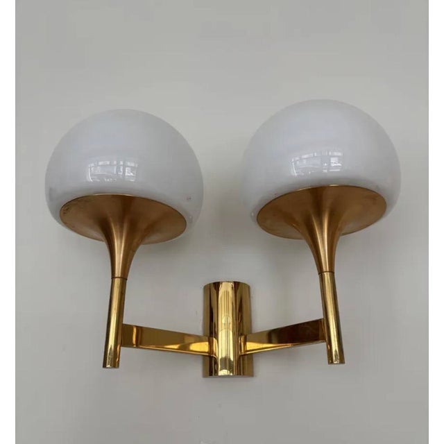 Wall Sconce in Gilded Metal and Opaline Glass, 1970 For Sale - Image 3 of 7