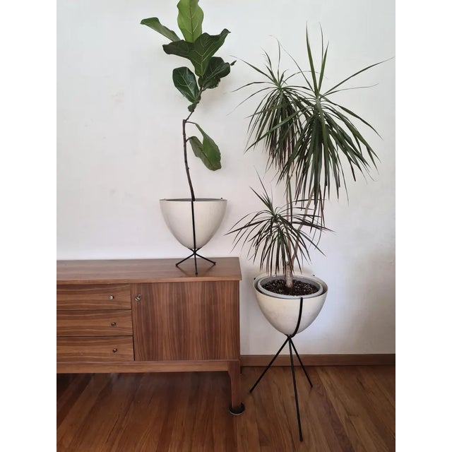 1950s Kimball Fiberglass Bullet Planters - Large and Small Set of Two For Sale - Image 12 of 13