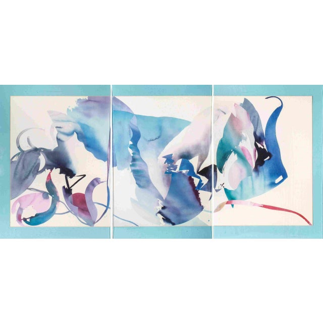 Plastic Vintage Abstract Triptych Peter Kitchell 1980's Lithograph Art For Sale - Image 7 of 12