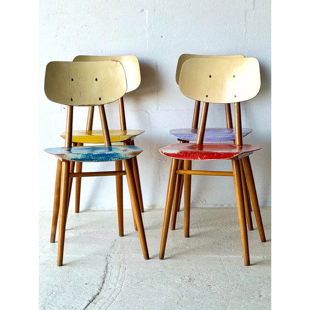 TON chair with a seat height of 44 cm, manufactured in the 1960s, made of ash wood. This piece has an attribution mark, I...