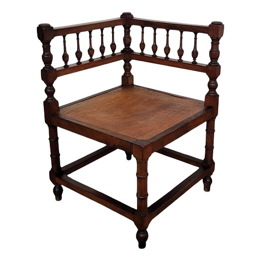 Italian Neoclassic Carved Wooden Corner Chair, 1950s For Sale