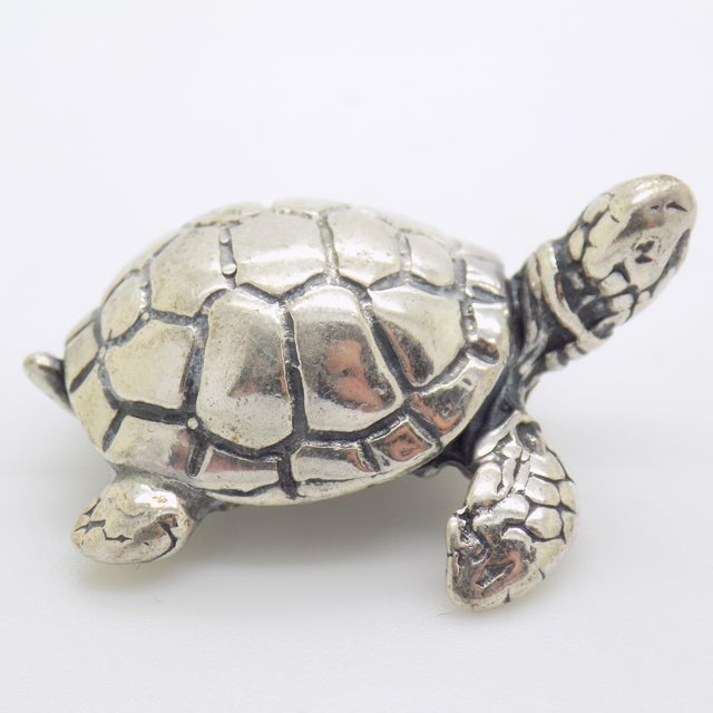Vintage Italian Genuine Silver 800 Sea Turtle Dollhouse Miniature by Arezzo Tuscany Silversmiths, 1980s For Sale - Image 6 of 12