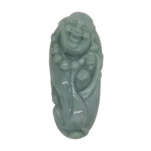 Jade Pendant Light Green Happy Buddha, Laughing Buddha Figure