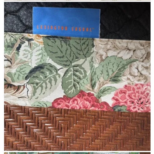 Textile Lexington Woven Sofa With Floral Cushions With Matching Chair and Ottoman For Sale - Image 7 of 17