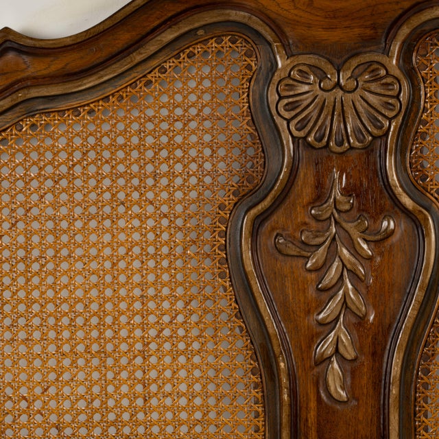 Drexel Heritage Brittany King Headboard French Caning Wicker Carved Wood For Sale - Image 9 of 17