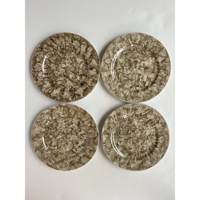Love this RARE and hard to find set of 4 Georges Briard Marble Ware Dinner Plates. As stated on the underside of the...