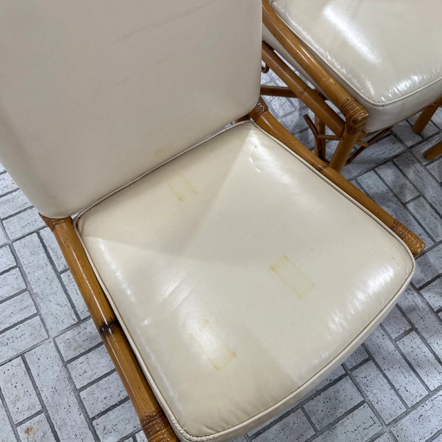 Brown Vintage Bamboo Dining Table Set With 6 Chairs For Sale - Image 8 of 12