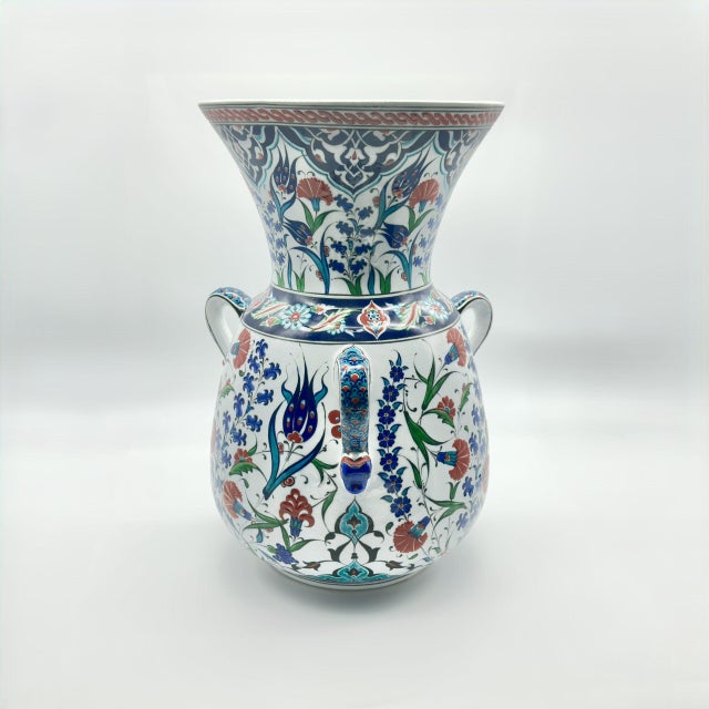 White Handmade Ceramic Kandil Vase (50cm) Classic White Triple Handled Floor & Table Decor For Sale - Image 8 of 9