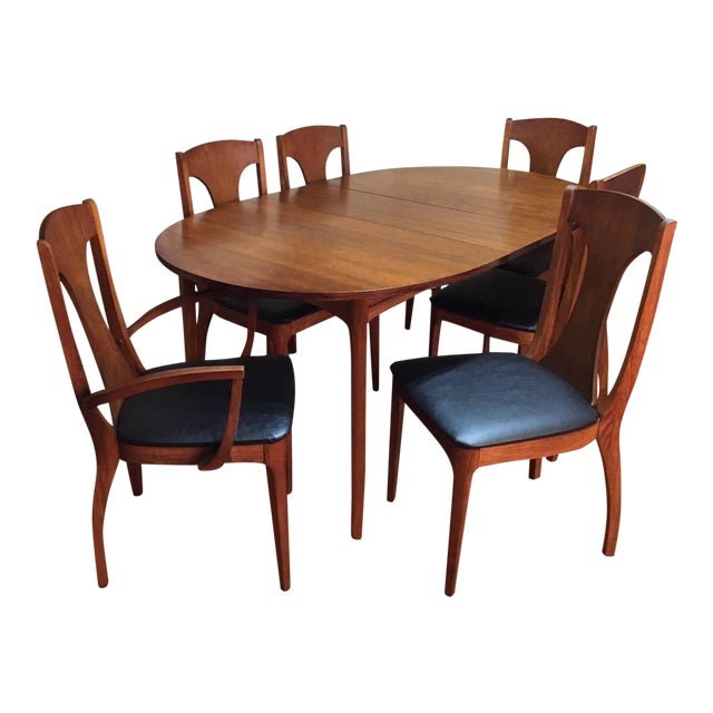 Mid Century Modern Kroehler Walnut Dining Table & 6 Chairs ...