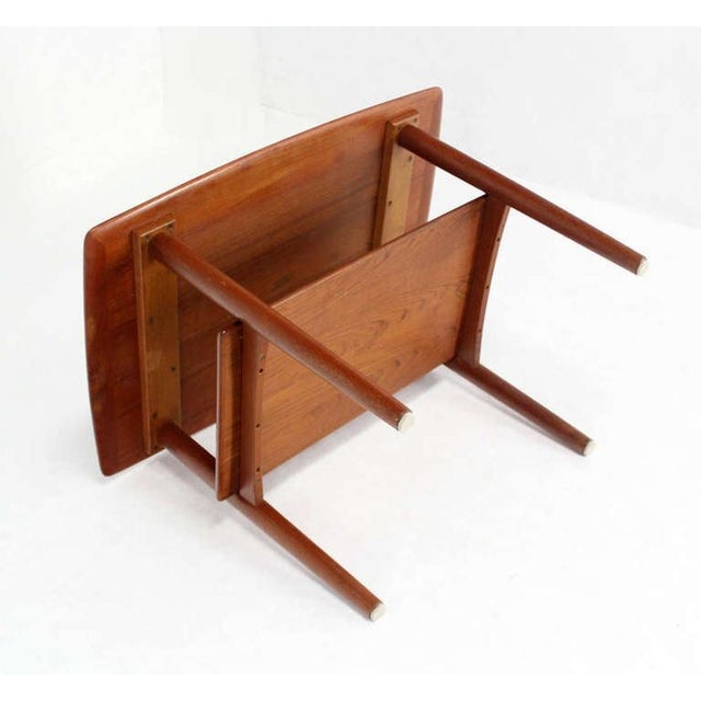 Mid 20th Century Povl Dinesen Pair Danish Modern Teak End Tables Solid Tapered Dowel legs 1 Shelf For Sale - Image 5 of 10