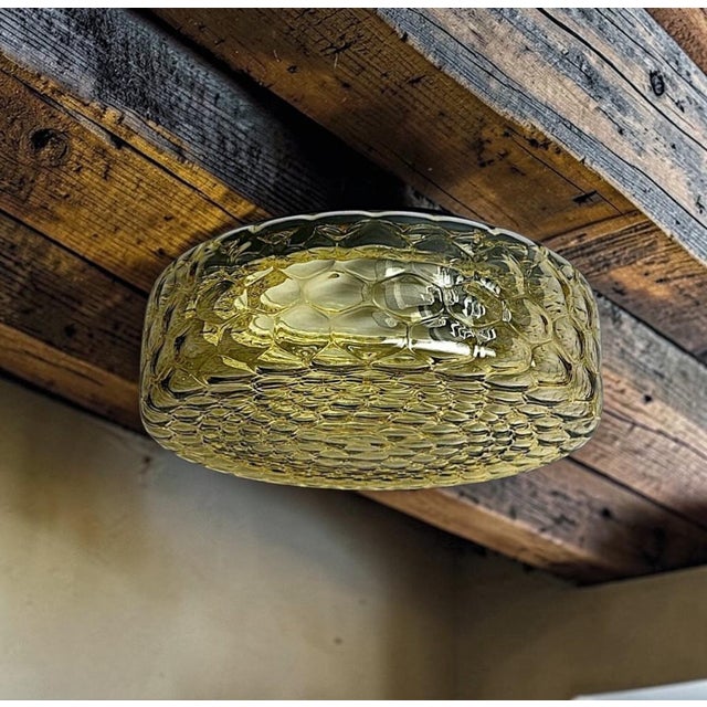Mid 20th Century Murano Italian Mid-Century Manufacture Amber Bubble Glass Ceiling Mount For Sale - Image 17 of 18