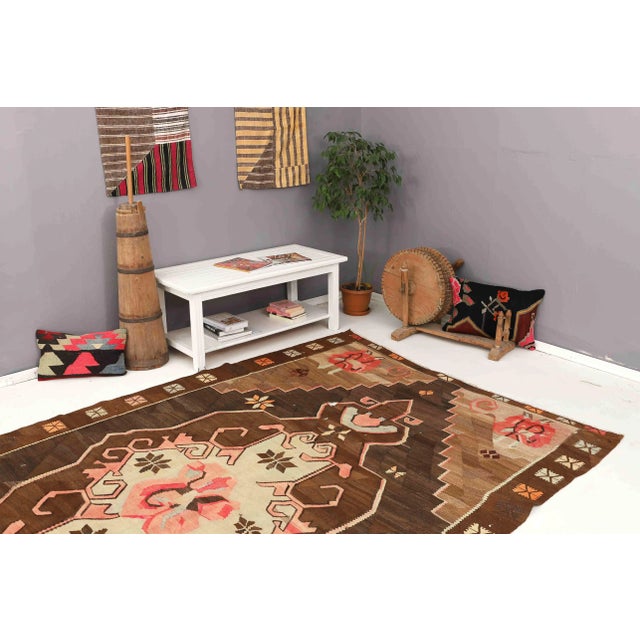 Vintage Handwoven Turkish Kilim Rug For Sale In Los Angeles - Image 6 of 7