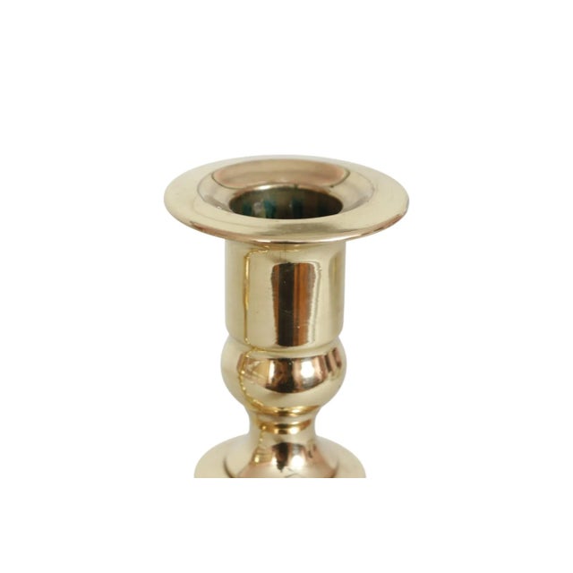 English Squared Brass Candlestick Holders, a Pair For Sale - Image 3 of 5