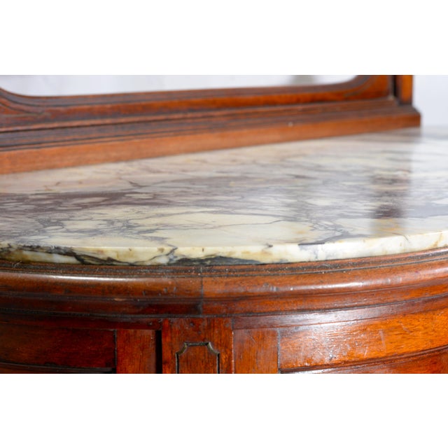 Wood 20th Century Walnut Vanity Dressing Table with Tilting Mirror and Arabescato Marble Top, 1890s For Sale - Image 7 of 12