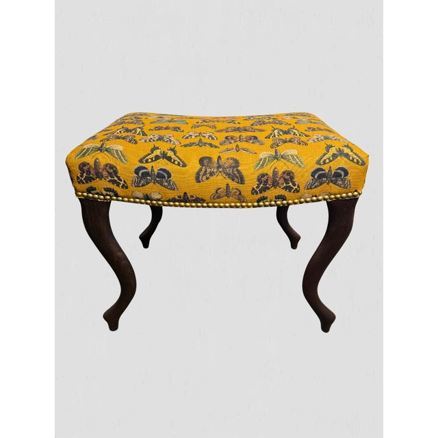 Lee Industries Ottoman Lady Goldenrod Fabric Nailheads For Sale - Image 9 of 11