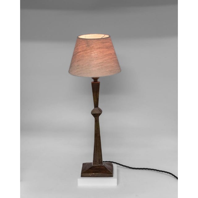 Giacometti style brown patinated bronze table lamp. Circa 2000. the lamp has been rewired, with new bayonet and uk plug....