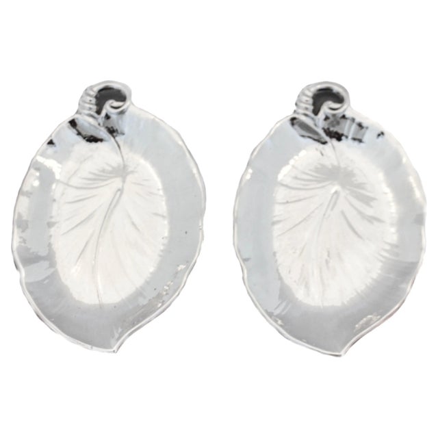 Metal Sterling Silver Art Nouveau Leaf Dishes - A Pair For Sale - Image 7 of 7