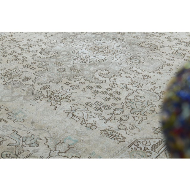 1970s Vintage Persian Handmade Wool Cotton Beige Area Rug For Sale In San Francisco - Image 6 of 11