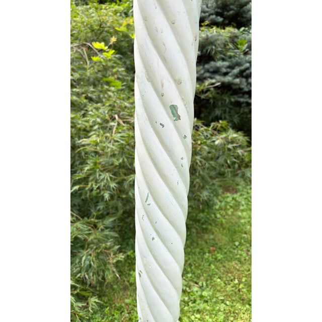 Tall Distressed Wood Claw Foot Painted Pedestal Plant Stand For Sale - Image 9 of 18