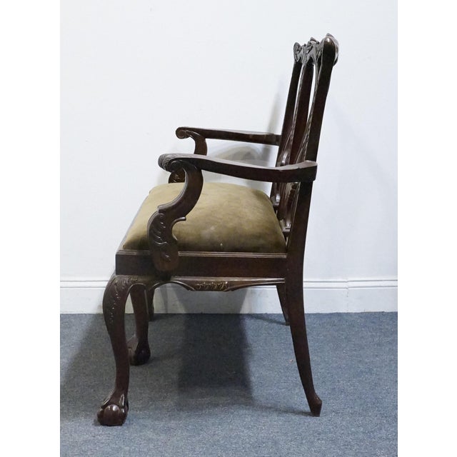 Wood Henredon Furniture Solid Mahogany Traditional Chippendale Style Settee For Sale - Image 7 of 9