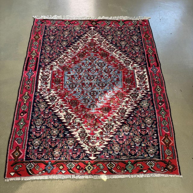 Boho Chic Senneh Kelim Rug, 1980s For Sale - Image 3 of 11