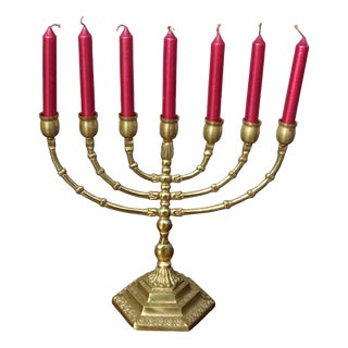 Seven-Branch Candleholder in Gilded Brass from Wainberg, 1960s For Sale