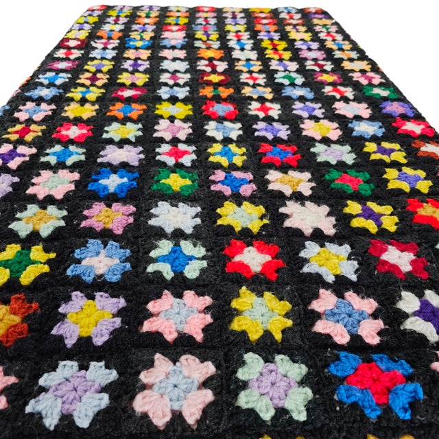 Granny Square Afghan Crocheted Lap Blanket For Sale In San Francisco - Image 6 of 7