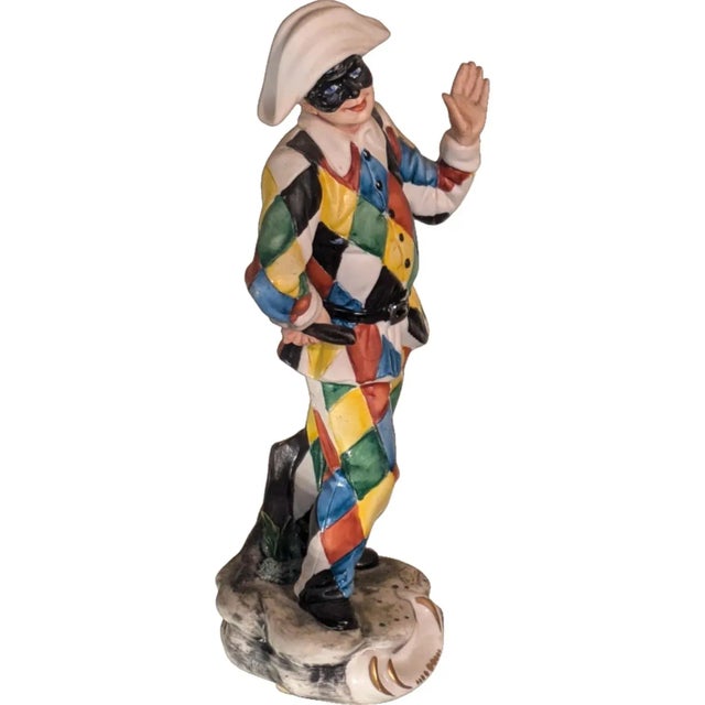 Figurative "Masked Jester" in Capodimonte Porcelain Signed "La Medea by Rori" Napoli Italy 1960-1970s For Sale - Image 3 of 8