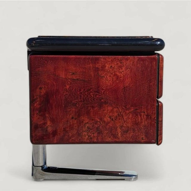 Mid-Century Warren Platner for Knoll Burl Wood & Chrome Desk, 1970s, Oak For Sale - Image 10 of 10