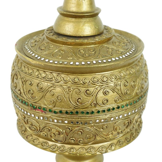 Large Golden Wooden Offering Bowl, 1950s For Sale - Image 12 of 13