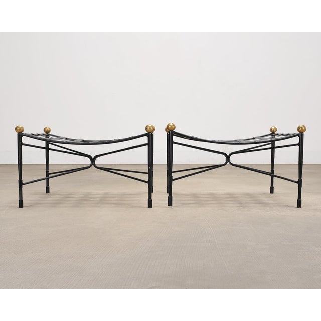 Pair of Mario Papperzini Amalfi Iron Lounge Chairs and Ottomans For Sale - Image 16 of 18