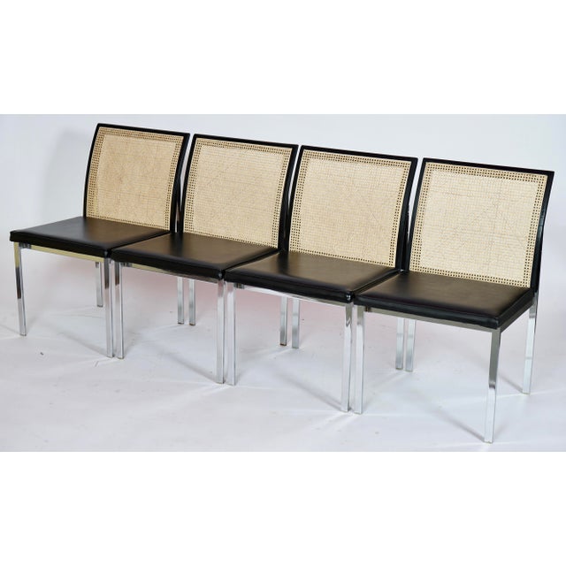 Vintage Paul McCobb for Lane Cane-Back Dining Chairs in Rosewood & Chrome & Newly Caned Backs - Set of 6 For Sale - Image 13 of 14
