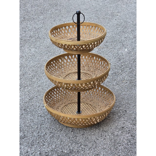 Large Fountain Fruit Bowl with Straw Baskets, Italy, 1970s For Sale - Image 9 of 9