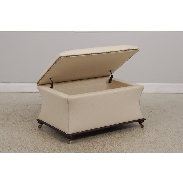 Traditional Large White Upholstered Flip Top Ottoman or Chest For Sale - Image 3 of 15