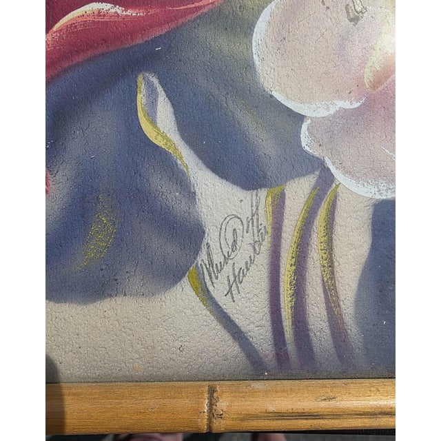 Ted Mundorff Vintage Floral Hawaiian Air Brush on Board Anthuriums 12 X 10 C1950 For Sale - Image 4 of 17