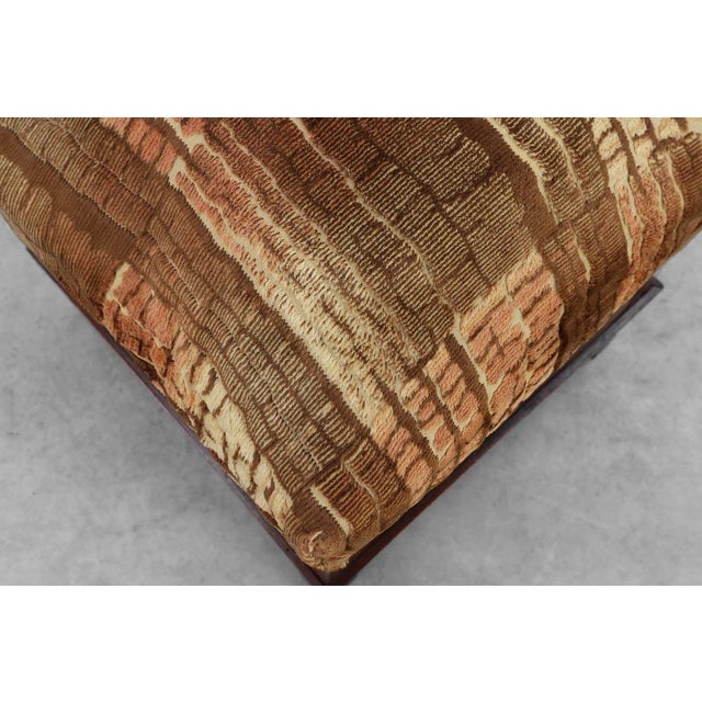 Art Deco Walnut Stool with Velvet Upholstery, Italy, 1920s For Sale - Image 10 of 12