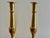 Tall pair of Traditional Hampton brass candleholders with oval bases. An elegant accent on your table or mantle. Stamped...
