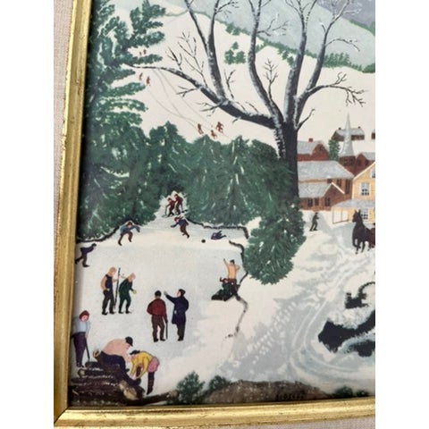 Mid 20th Century Vintage Framed Winter Scene Print For Sale - Image 5 of 8