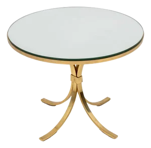 Roger Thibier Style Glass Top Brass Side Table