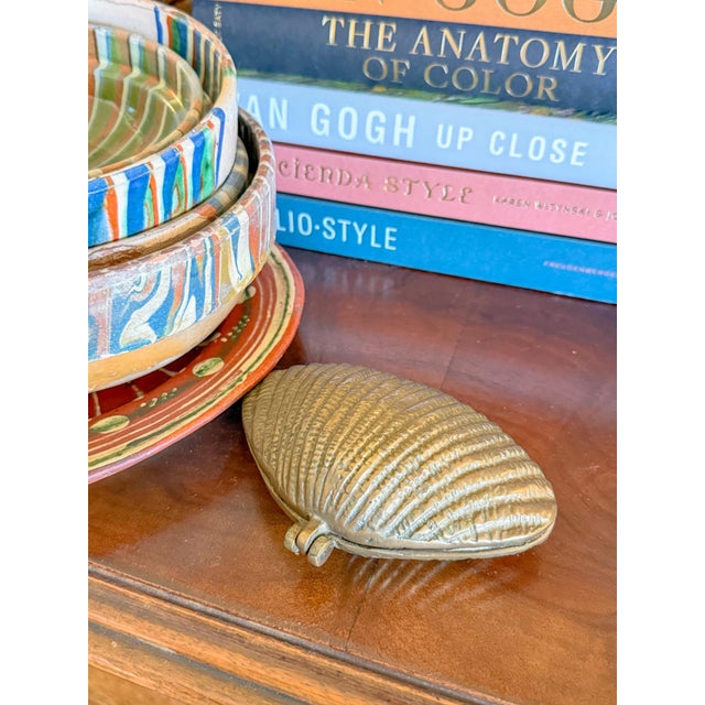 Vintage Brass Clam Shell Trinket Box, Hinged For Sale In Dallas - Image 6 of 11