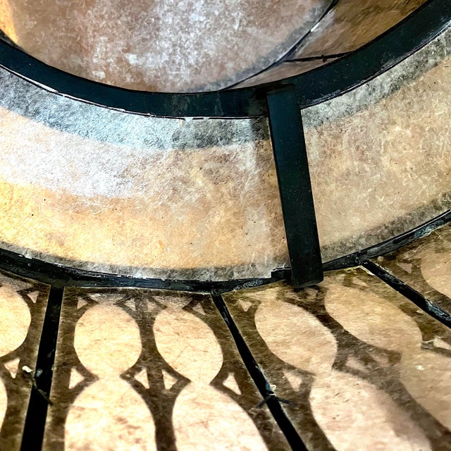 Metal Late 20th Century Monumental Bespoke Hand-Forged Iron Gothic Chandelier With Mica Panels For Sale - Image 7 of 13