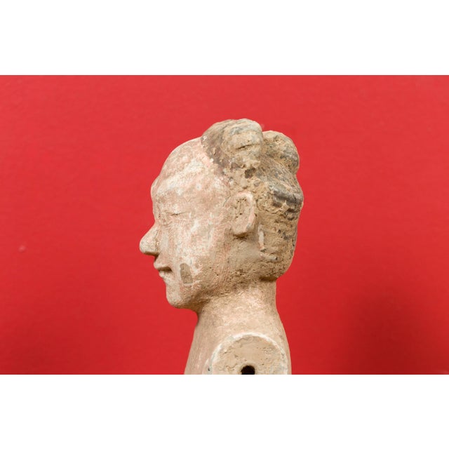 Tan 206 BC-24 AD Western Han Dynasty Chinese Original Polychromy Figurine For Sale - Image 8 of 13