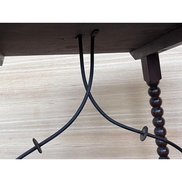 19th Spanish Side Table with Cared Turned Legs and Iron Stretcher For Sale - Image 14 of 18