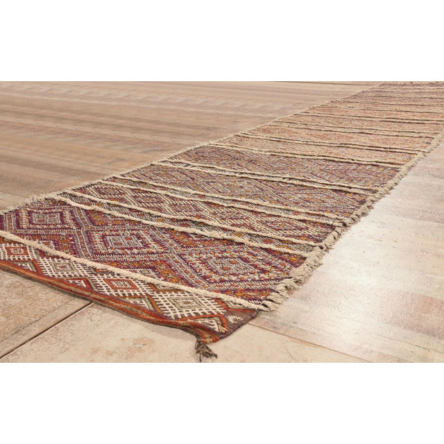 Beige Vintage Zemmour Moroccan Kilim Rug, 03'08 X 17'00 For Sale - Image 8 of 11