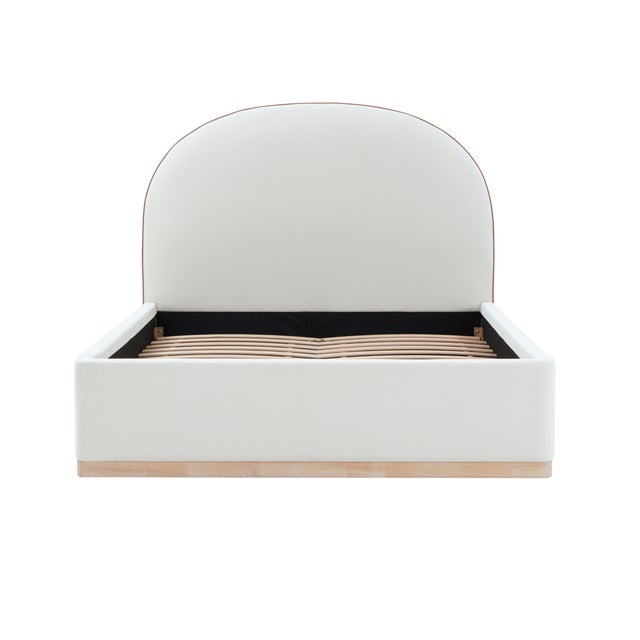 2020s Marlow Performance Velvet Queen Bed, Cream For Sale - Image 5 of 11